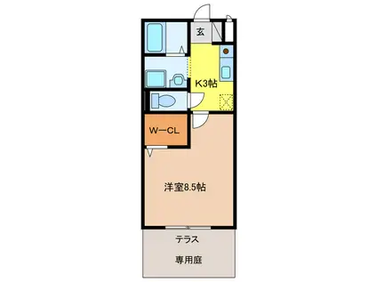 セジュール望(1K/1階)の間取り写真