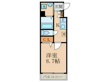 ACTIVE RISE(1K/2階)の間取り写真