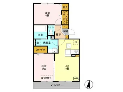 ロイジェントパークス レイクタウンIIIB(2LDK/1階)の間取り写真