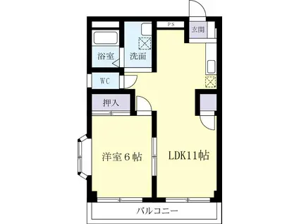 チェルキオ土浦(1LDK/3階)の間取り写真