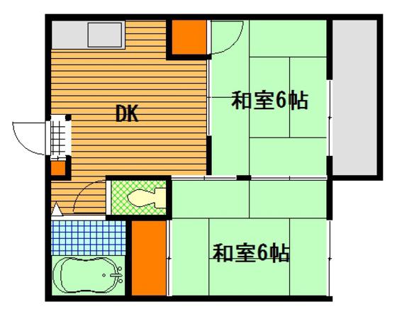コーポ中野(2DK/2階)の間取り写真