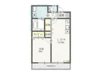 FIORE棟高(1LDK/1階)の間取り写真