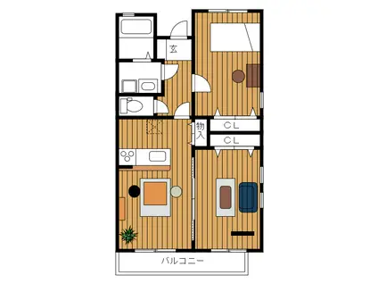 SCHLOSS新津(1LDK/1階)の間取り写真