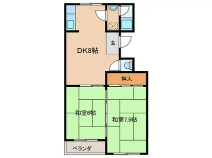 第1第2大北マンション(2DK/3階)の間取り写真