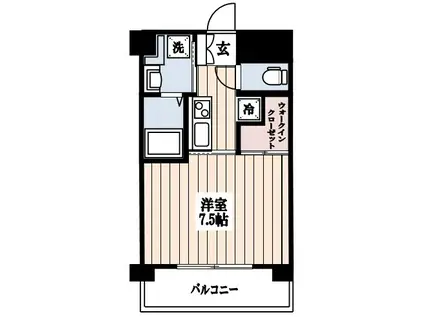 プレールドゥーク新宿御苑II(1K/6階)の間取り写真