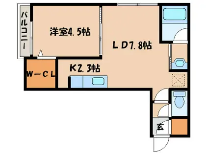 カルグランデ17(1DK/4階)の間取り写真