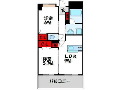 プリンセスティアラ(2LDK/6階)の間取り写真