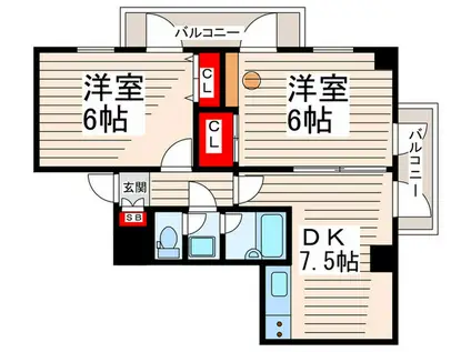 レジデンスタイム2(2DK/3階)の間取り写真