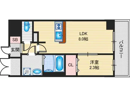 ソルテラスOSAKA千里丘駅前(1LDK/3階)の間取り写真
