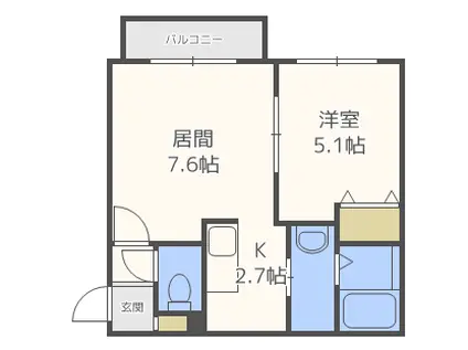 EXCEL琴似(1LDK/1階)の間取り写真
