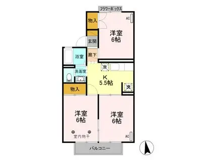 コーポなみまつIII(3K/2階)の間取り写真