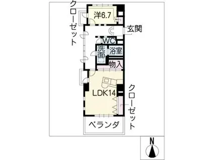 メゾンブラン(1LDK/5階)の間取り写真