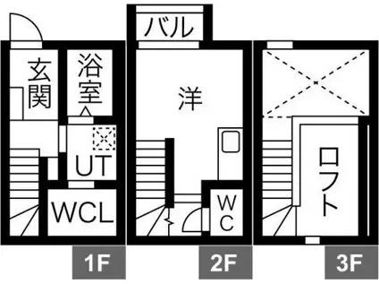 ALAISE高畑(ワンルーム/1階)の間取り写真