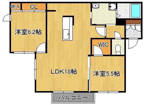 クリスタルコートさくら (2LDK/2階)の間取り写真