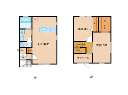 レグルス東浜(2LDK/1階)の間取り写真