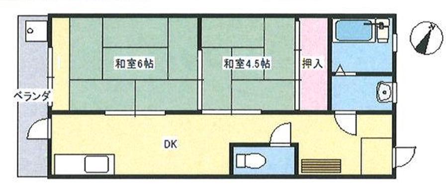 朝日マンション(2DK/1階)の間取り写真