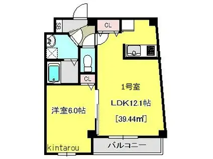 MAXIMAS I(1LDK/3階)の間取り写真