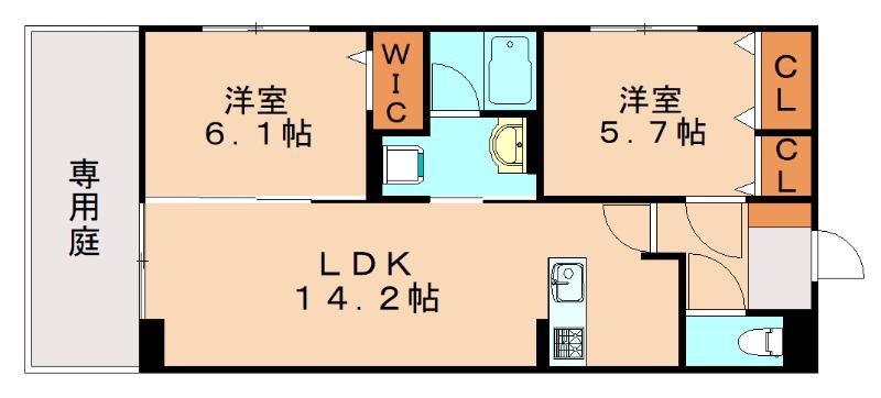D-ROOM原町駅南(2LDK/1階)の間取り写真