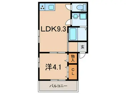 アムール畑原通(1LDK/1階)の間取り写真