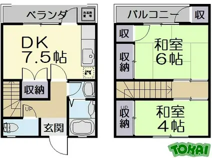 アイランドヴァリー(2DK/1階)の間取り写真
