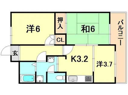 兵庫駅前アーバンライフ(3K/7階)の間取り写真