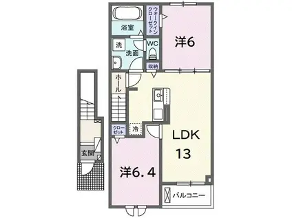 メゾン・ド・グレース 1(2LDK/2階)の間取り写真