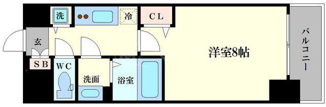 プレサンス谷町七丁目II(1K/12階)の間取り写真
