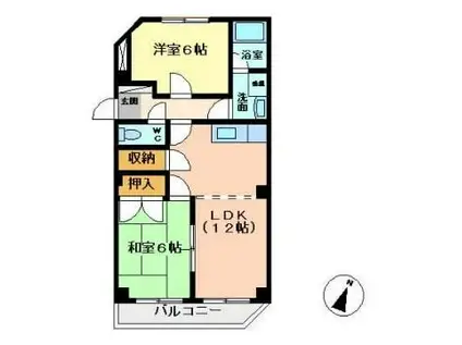 エステート長森(2LDK/5階)の間取り写真