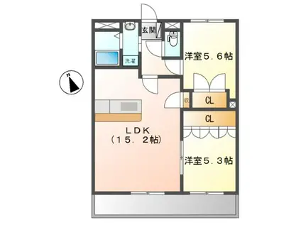 ルピナス(2LDK/1階)の間取り写真