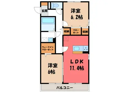エーデルハイム(2LDK/1階)の間取り写真
