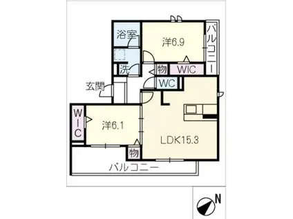 エセレンテ(2LDK/3階)の間取り写真