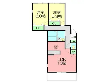 MAISON RASSURER(2LDK/2階)の間取り写真