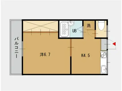 サニーハイツ(1DK/2階)の間取り写真