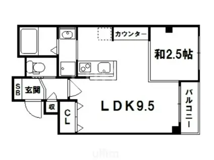 EASE西大路(1LDK/2階)の間取り写真