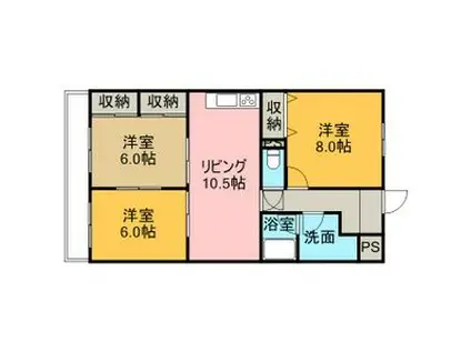 プライメリー岡島(3LDK/2階)の間取り写真