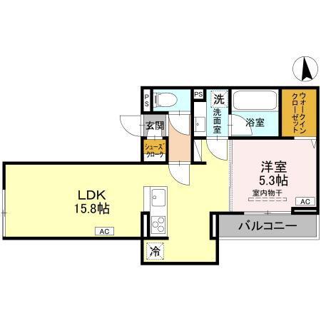 VERDE(1LDK/2階)の間取り写真
