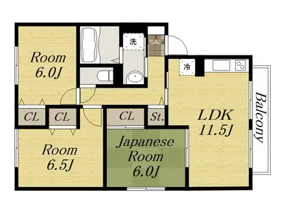 グリーンフォレストA棟(3LDK/2階)の間取り写真