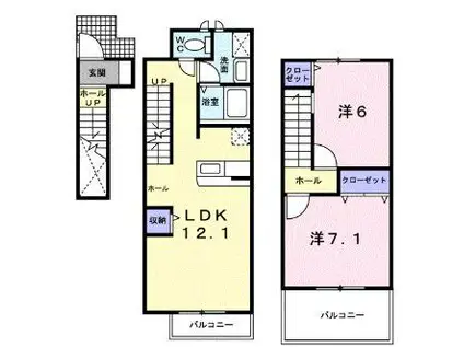 プリムローズII(2LDK/2階)の間取り写真