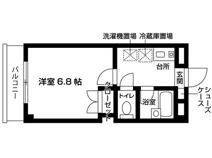 リバーウエスト(1K/3階)の間取り写真