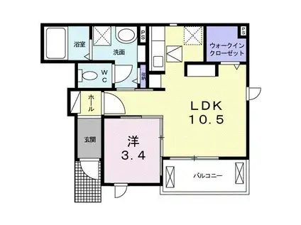 レジデンスI(1LDK/1階)の間取り写真