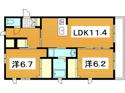 メゾン・カンフリエ井口(2LDK/1階)の間取り写真