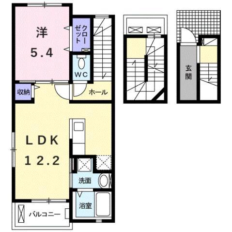 プチフローラ 北野田III(1LDK/3階)の間取り写真
