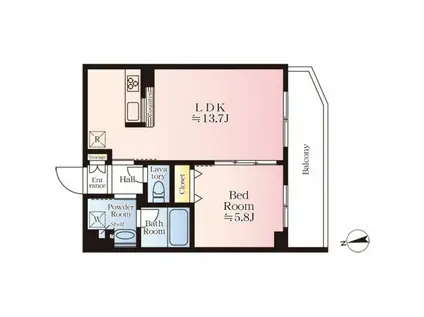 リージア新百合ヶ丘サウスコート(1LDK/1階)の間取り写真