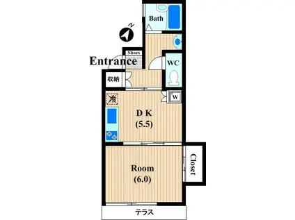 ハウスM&I・C(1DK/1階)の間取り写真