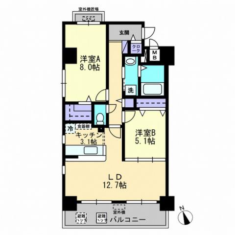 リッチ・クレールマンション(2LDK/6階)の間取り写真