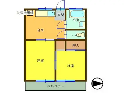 エクセル東海(2DK/1階)の間取り写真