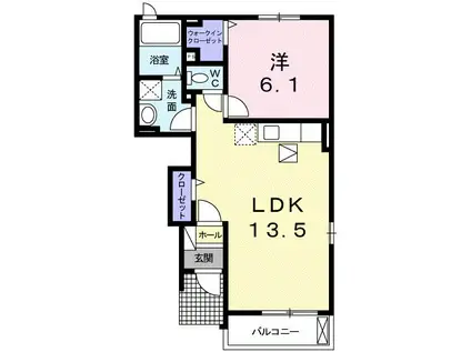 ゼファーI(1LDK/1階)の間取り写真