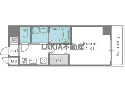ベルビオラ阿倍野(1K/2階)の間取り写真