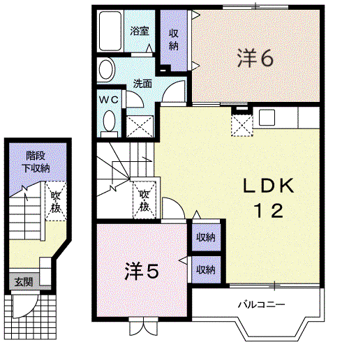 ピュアドリームII(2LDK/2階)の間取り写真