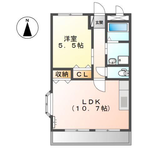 エクセルフジ(1LDK/2階)の間取り写真